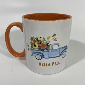 Rachel Ashwel The Prairie mug “ Hello Fall” Autumn Old Truck Orange 4.5” x 5.75”